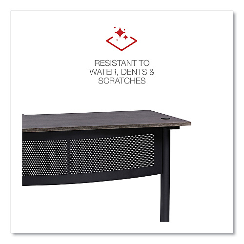 Workspace by Alera L-Shaped Writing Desk, 59.05" x 59.05" x 29.53", Gray/Black (ALEWSL5959GB)