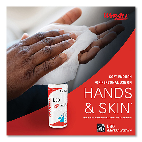 WypAll L30 Towels, 11 x 10.4, White, 70 Sheets/Roll (05843)