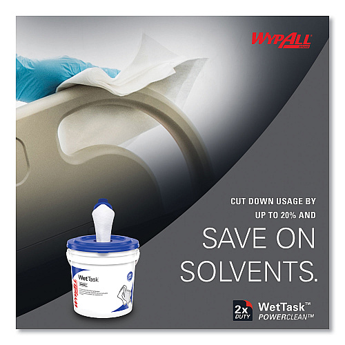 WypAll Power Clean Wipers for WetTask Customizable Wet Wiping System with (1) Bucket, 6 x 12, Unscented, 95/Roll, 6 Rolls/Carton (06001)