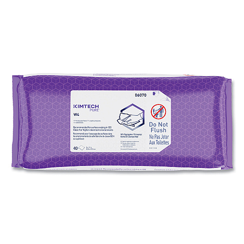Kimtech W4 PreSat Alcohol Wipers, 70% IPA, 1-Ply, 9 x 11, White, 40/Pack, 10 Packs/Carton (06070)