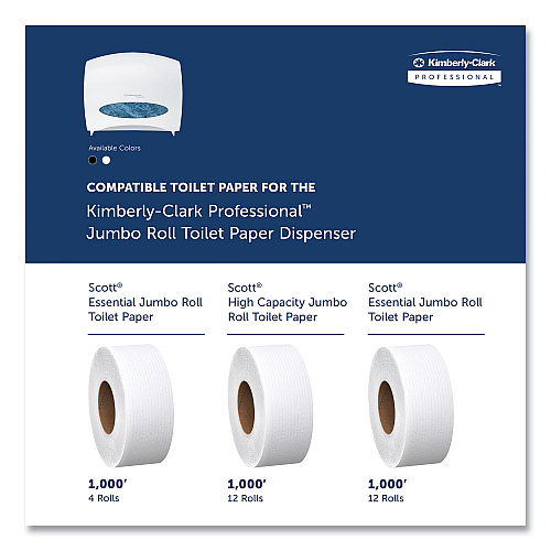 Kimberly-Clark JRT Jr. Escort Jumbo Roll Bath Tissue Dispenser, 16 x 5.75 x 13.88, Pearl White (09508)