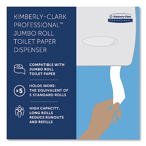 Kimberly-Clark JRT Jr. Escort Jumbo Roll Bath Tissue Dispenser, 16 x 5.75 x 13.88, Pearl White (09508)