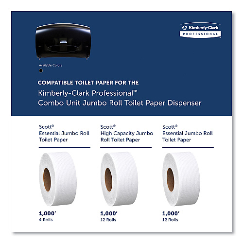 Kimberly-Clark Cored JRT Jumbo Combo Tissue Dispenser, 20.4 x 5.8 x 13.1, Smoke/Gray (09551)