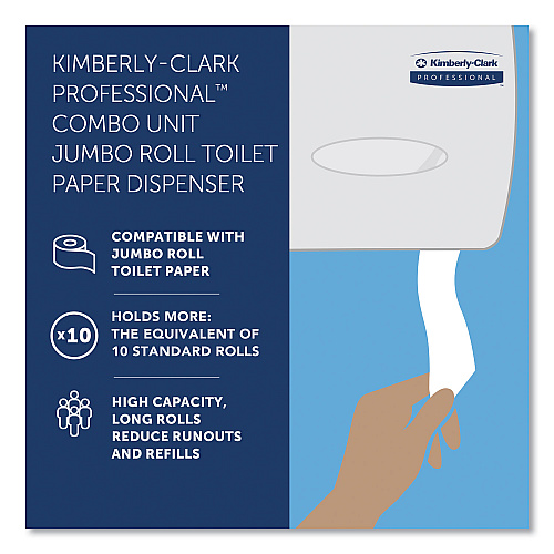 Kimberly-Clark Cored JRT Jumbo Combo Tissue Dispenser, 20.4 x 5.8 x 13.1, Smoke/Gray (09551)