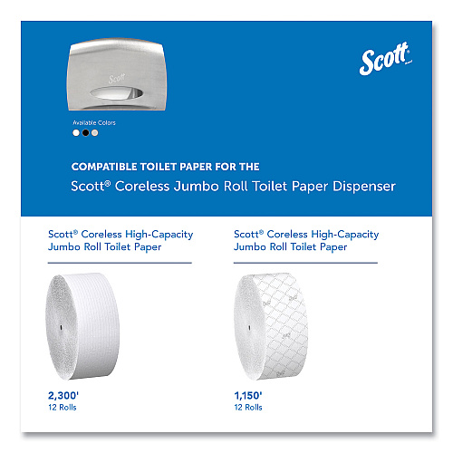Scott Pro Coreless Jumbo Roll Tissue Dispenser, EZ Load, 14.38 x 6 x 9.75, Stainless Steel (09601)