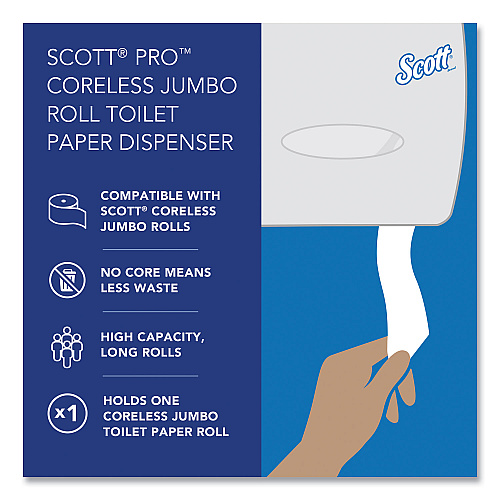 Scott Pro Coreless Jumbo Roll Tissue Dispenser, EZ Load, 14.38 x 6 x 9.75, Stainless Steel (09601)