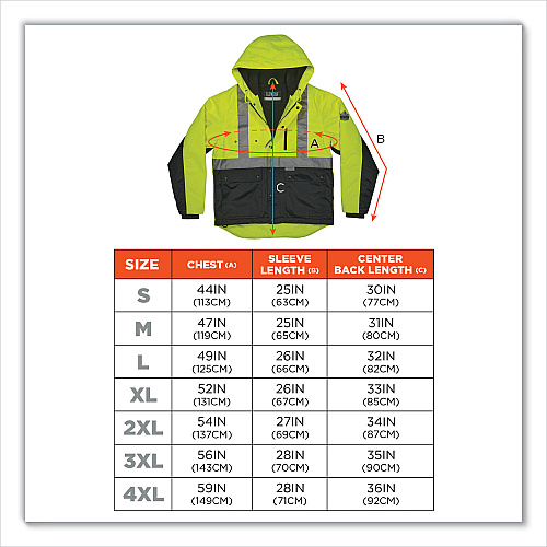 ergodyne GloWear 8275 Class 2 Heavy-Duty Hi-Vis Workwear Sherpa Lined Jacket, Large, Lime (23974)