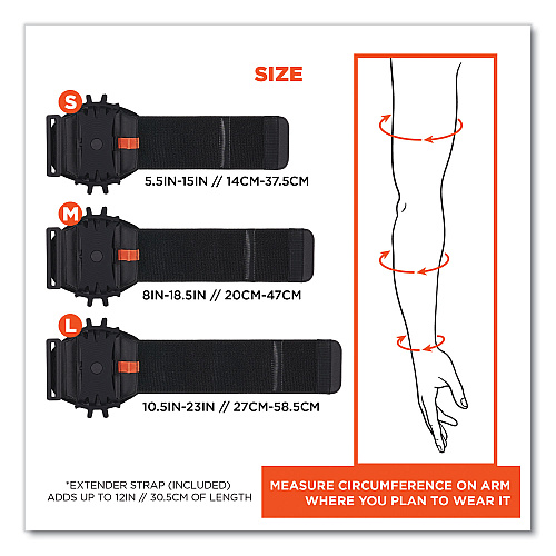 ergodyne Squids 5545 Arm and Wrist Scanner Mount, Medium, 7 x 8.5 x 1.5, Elastic, Black (19144)