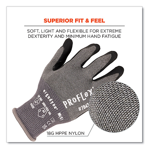 ergodyne ProFlex 7043 ANSI A4 Nitrile Coated CR Gloves, Gray, 2X-Large, 1 Pair (10526)