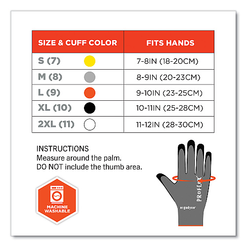 ergodyne ProFlex 7043 ANSI A4 Nitrile Coated CR Gloves, Gray, 2X-Large, 1 Pair (10526)