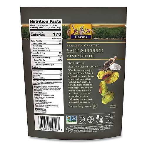 Setton Farms Salt and Pepper Pistachios, 2.5 oz Bag, 8/Carton (6003)