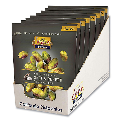 Setton Farms Salt and Pepper Pistachios, 2.5 oz Bag, 8/Carton (6003)