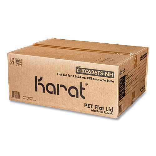 Karat PET Lids, 12 oz to 24 oz Cold Cups, No Hole Flat Lid, Clear, 1,000/Carton (CKC626TSNH)