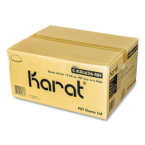Karat PET Lids, Fits 12 oz to 24 oz Cold Cups, No Hole Dome Lid,,Clear, 1,000/Carton (CKDL626NH)