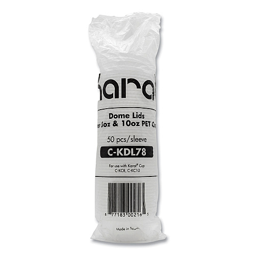 Karat PET Lids, Fits 8 oz to 10 oz Cold Cups, Dome Lid, Clear, 1,000/Carton (CKDL78)