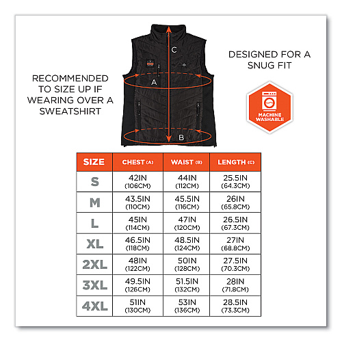 ergodyne N-Ferno 6495 Rechargeable Heated Vest with Batter Power Bank, Fleece/Polyester, Small, Black (41701)