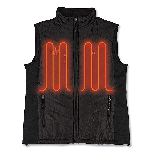 ergodyne N-Ferno 6495 Rechargeable Heated Vest with Battery Power Bank, Fleece/Polyester, 4X-Large, Black (41707)