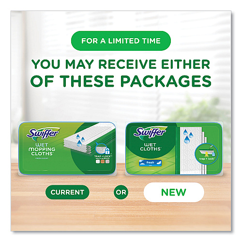 Swiffer Wet Refill Cloths, 8 x 10, Fresh Scent, White, 12/Box, 6 Boxes/Carton (08622)
