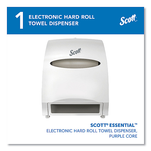 Scott Essential Electronic Hard Roll Towel Dispenser, 12.7 x 9.57 x 15.76, White (48858)