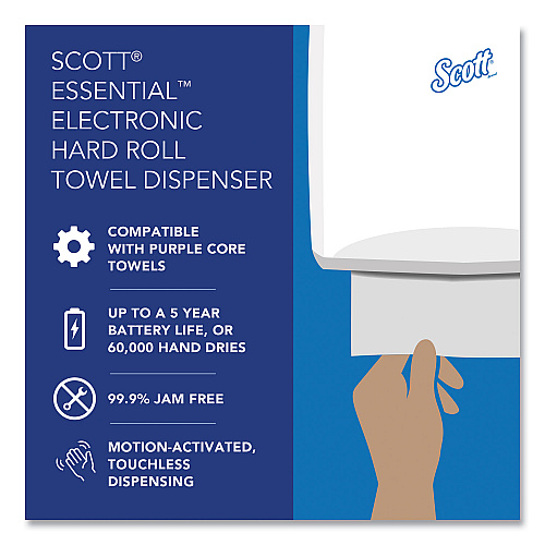 Scott Essential Electronic Hard Roll Towel Dispenser, 12.7 x 9.57 x 15.76, White (48858)