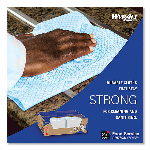 WypAll Heavy-Duty Foodservice Cloths, 12.5 x 23.5, Blue, 100/Carton (51633)
