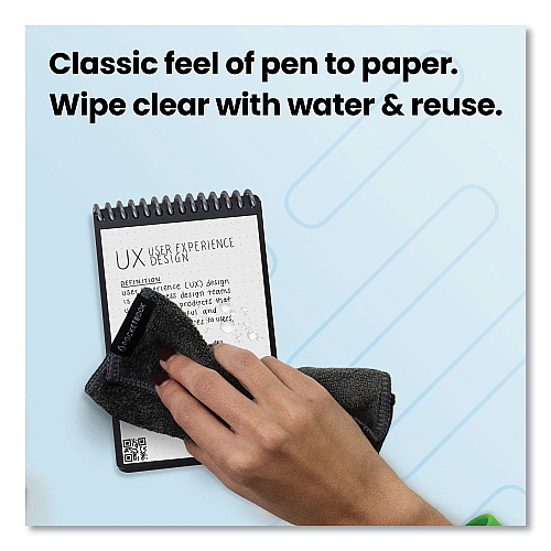 Rocketbook Mini Notepad, Black Cover, Dot Grid Rule, 3.5 x 5.5, Black/White, 24 Sheets (EVRMKA)