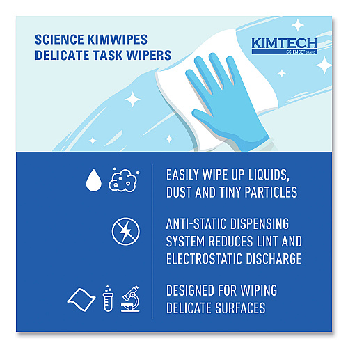 Kimtech Kimwipes Delicate Task Wipers, 1-Ply, 11.8 x 11.8, Unscented, White, 198/Box, 15 Boxes/Carton (34133)