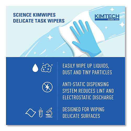 Kimtech Kimwipes, Delicate Task Wipers, 1-Ply, 4.4 x 8.4, Unscented, White, 286/Box, 60 Boxes/Carton (34155CT)