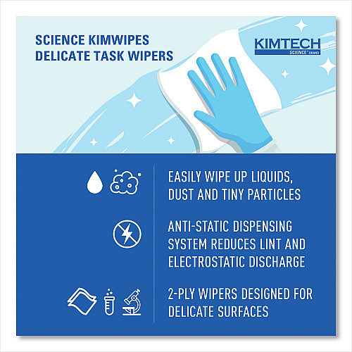 Kimtech Kimwipes Delicate Task Wipers, 2-Ply, 14.7 x 16.6, Unscented, White, 92/Box, 15 Boxes/Carton (34721)