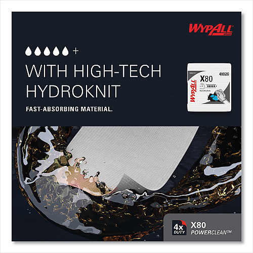 WypAll PowerClean X80 Heavy Duty Cloths (41026)