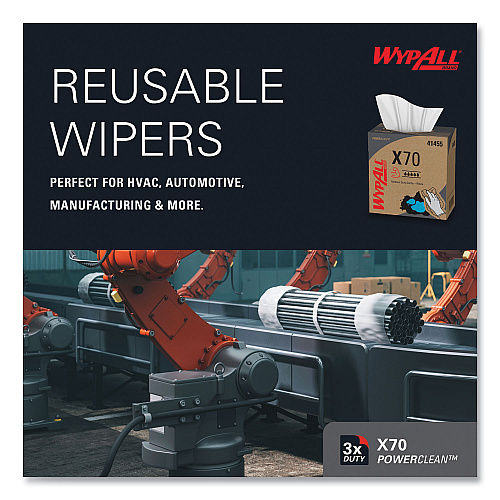 WypAll X70 Cloths, POP-UP Box, 9.13 x 16.8, White, 100/Box, 10 Boxes/Carton (41455)