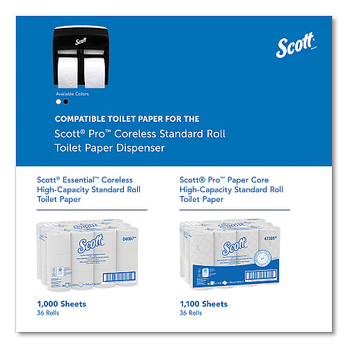 Scott Pro High Capacity Coreless SRB Tissue Dispenser, 11.25 x 6.31 x 12.75, Black (44518)