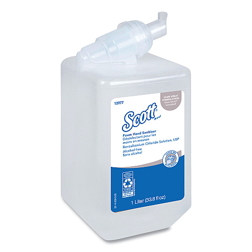 Scott Essential Alcohol-Free Foam Hand Sanitizer, 1,000 mL Cassette, Unscented, 6/Carton (12977)