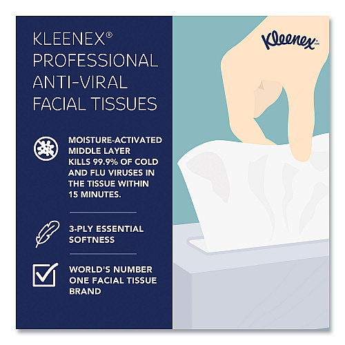 Kleenex&reg; Boutique Anti-Viral Facial Tissue, 3-Ply, 60 Sheet Box, 12 Box Carton (21286CT)