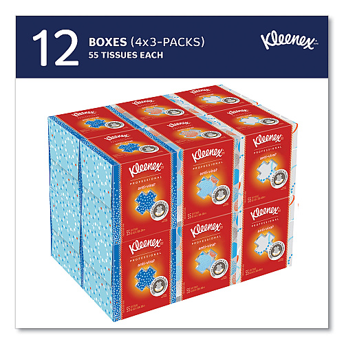 Kleenex&reg; Boutique Anti-Viral Facial Tissue, 3-Ply, 60 Sheet Box, 12 Box Carton (21286CT)
