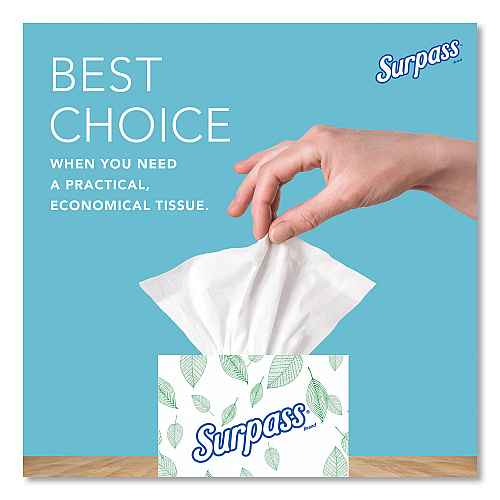 Surpass Facial Tissue for Business, Pop-Up Box, 2-Ply, White, 90 Sheets/Box, 36 Boxes/Carton (21320)