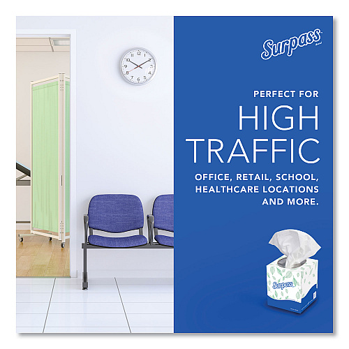 Surpass Facial Tissue for Business, Pop-Up Box, 2-Ply, White, 90 Sheets/Box, 36 Boxes/Carton (21320)