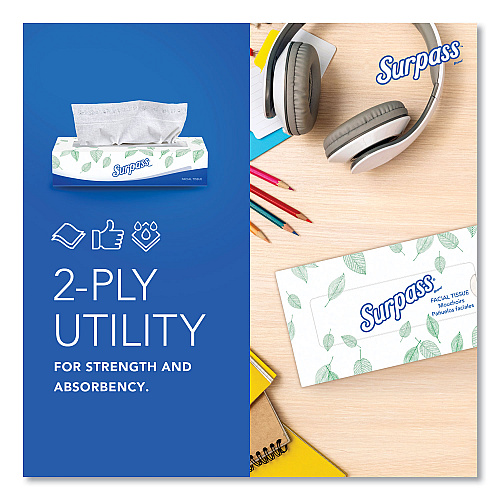 Surpass Facial Tissue for Business, 2-Ply, White,125 Sheets/Box, 60 Boxes/Carton (21390)