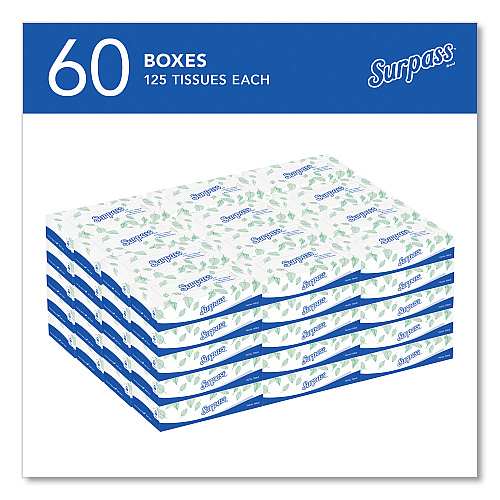 Surpass Facial Tissue for Business, 2-Ply, White,125 Sheets/Box, 60 Boxes/Carton (21390)