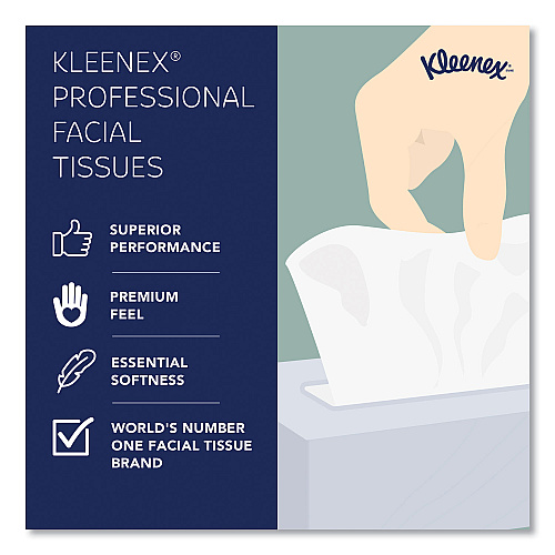 Kleenex Naturals Facial Tissue for Business, Flat Box, 2-Ply, White, 125 Sheets/Box, 48 Boxes/Carton (21601)