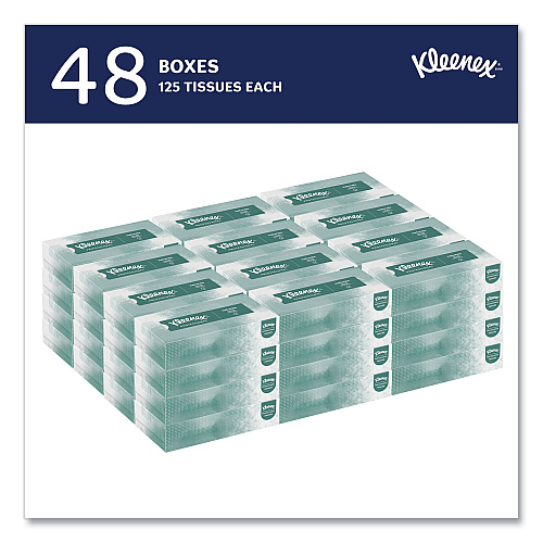Kleenex Naturals Facial Tissue for Business, Flat Box, 2-Ply, White, 125 Sheets/Box, 48 Boxes/Carton (21601)
