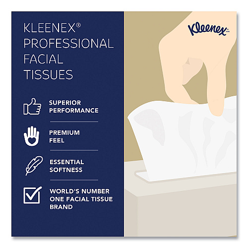 Kleenex White Facial Tissue for Business, 2-Ply, White, Pop-Up Box, 125 Sheets/Box, 48 Boxes/Carton (21606CT)