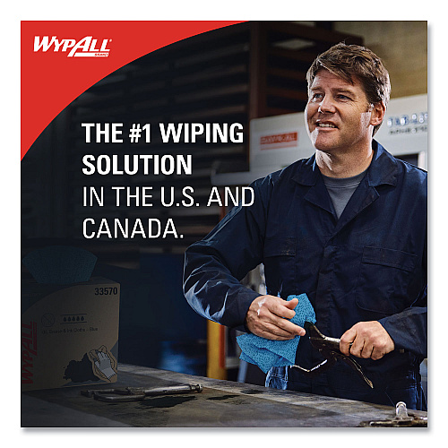 WypAll Power Clean Oil, Grease and Ink Cloths, BRAG Box, 12.1 x 16.8, Blue, 180/Box (33352)