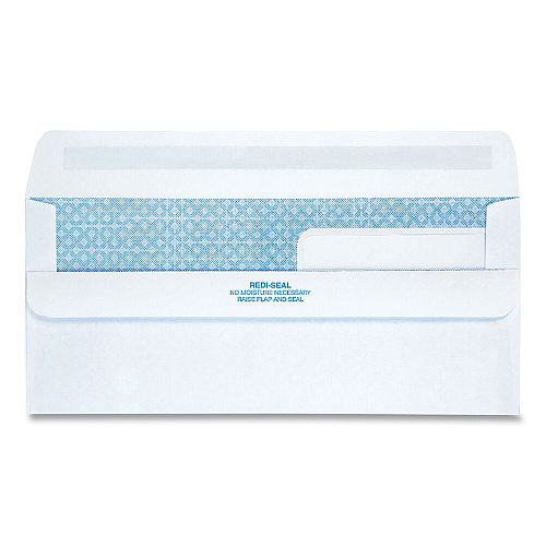 Quality Park Double Window Redi-Seal Security-Tinted Envelope, #9, Commercial Flap, Redi-Seal Adhesive Closure, 3.88 x 8.88, White, 250/CT (24519)