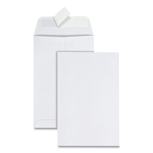 Quality Park Redi-Strip Catalog Envelope, #1, Cheese Blade Flap, Redi-Strip Adhesive Closure, 6 x 9, White, 100/Box (44182)