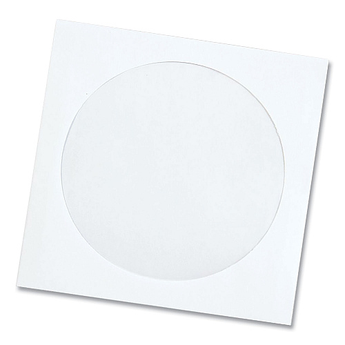 Quality Park CD/DVD Sleeves, 1 Disc Capacity, White, 100/Box (62903)