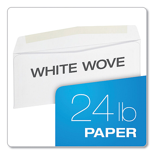 Quality Park Business Envelope, #10, Commercial Flap, Side Seam, Gummed Closure, 24 lb Bond Weight Paper, 4.13 x 9.5, White, 500/Box (90020)