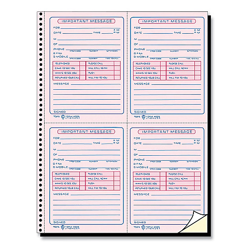 TOPS Telephone Message Book with Fax/Mobile Section, Two-Part Carbonless, 3.88 x 5.5, 4 Forms/Sheet, 400 Forms Total (4009)