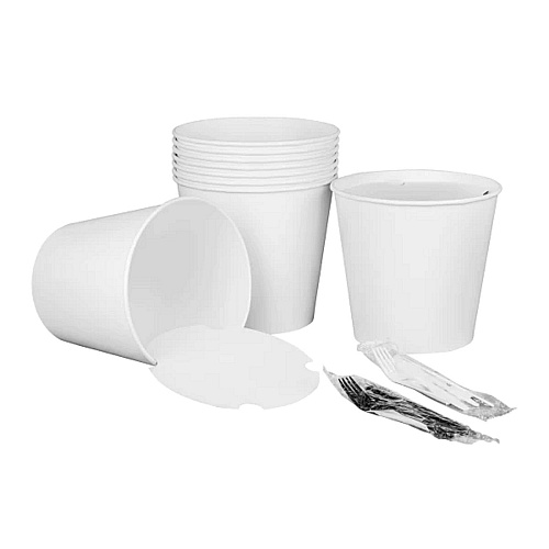 Karat Food Bucket with Lid, 170 oz, 8.9" Dia x 8.36"h, White, Paper, 150/Carton (CFB170WBNDL)