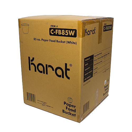 Karat Food Bucket, 85 oz, 7.36" Dia x 6"h, White, Paper, 180/Carton (CFB85W)